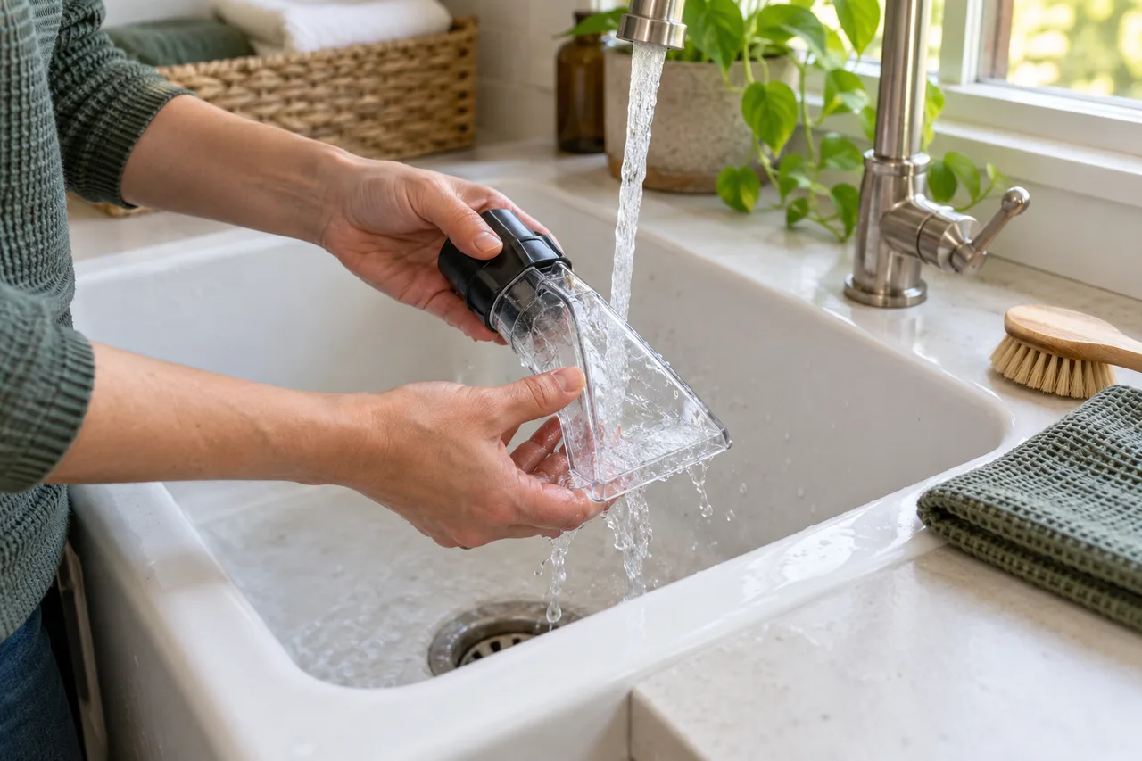 Illustration : Bien nettoyer votre shampouineuse après utilisation